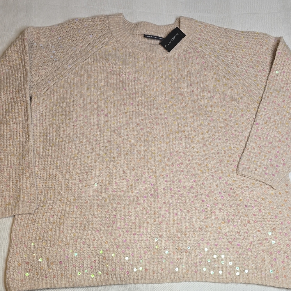 Lane Bryant Beige Sweater with Sequin Accents